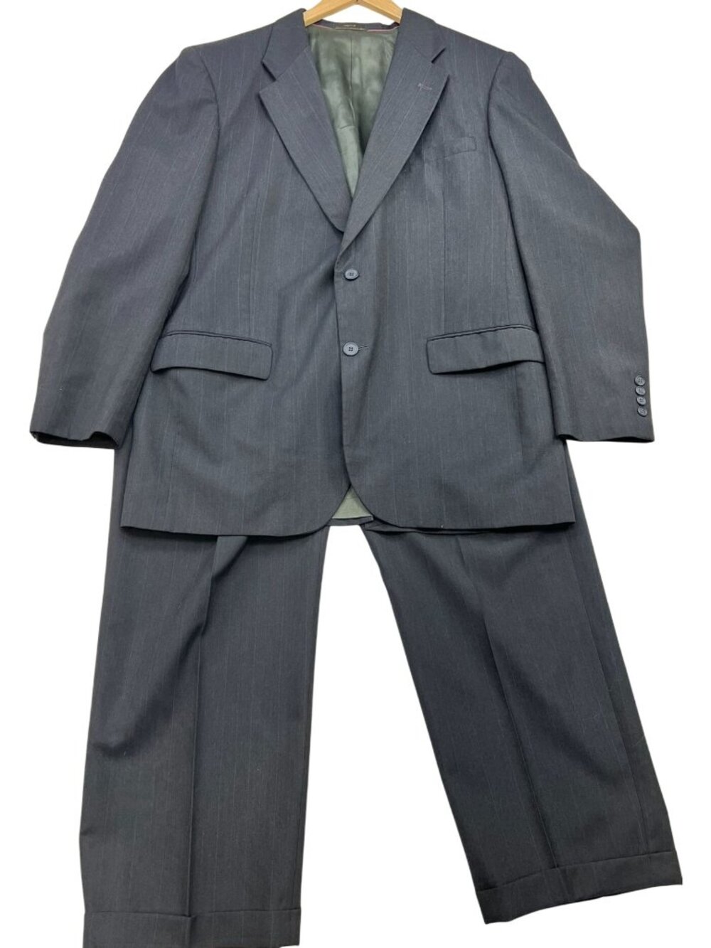 Austin Leeds Mens Wool 2-Piece Suit 2 Button Blazer Sz 43L W37 Pants Sz 37L Gray